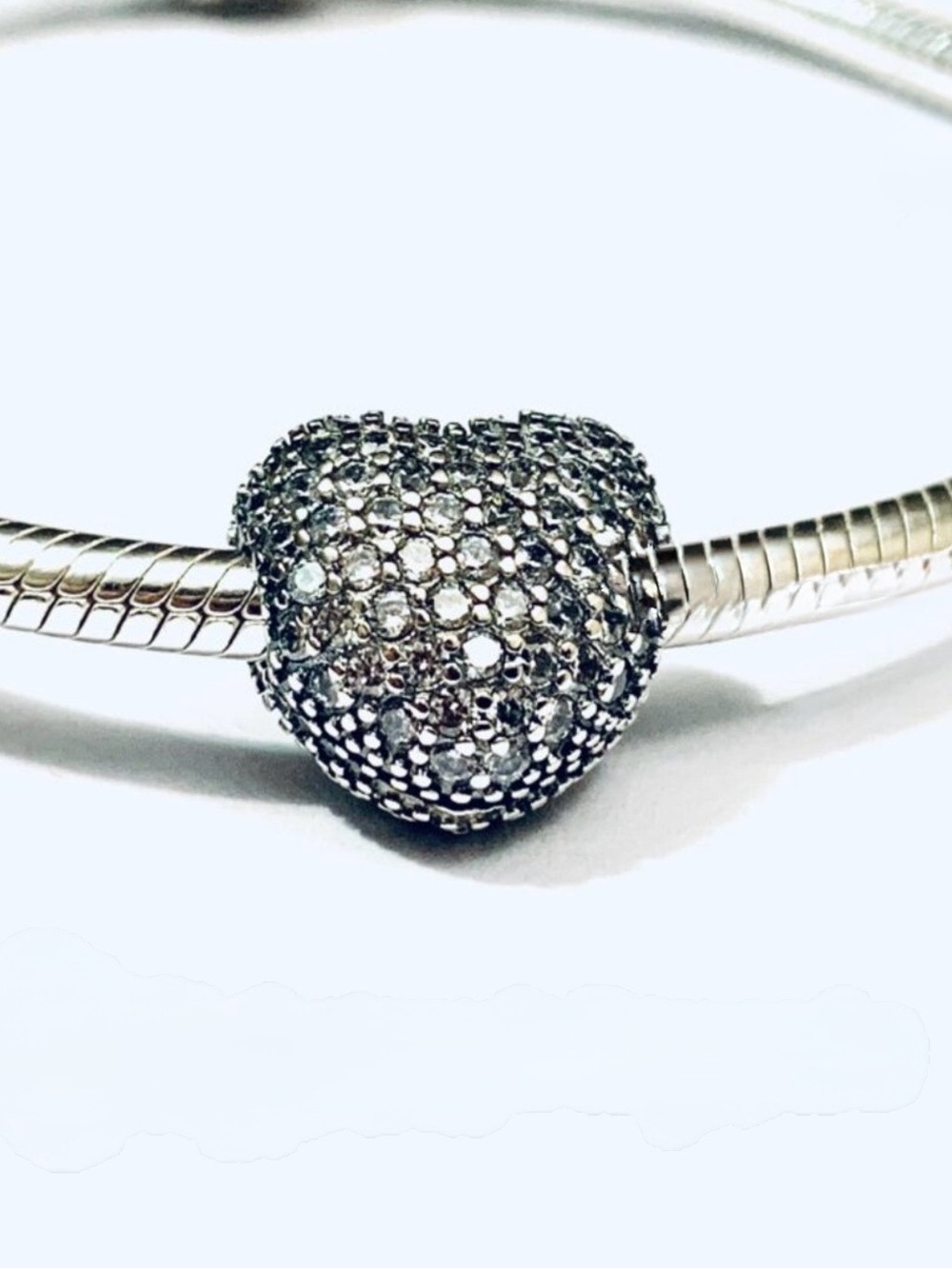 Pandora Retired Pavé Heart Clip Charm Clear CZ Sterling 925